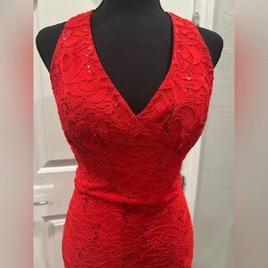 Long Red Lace Dress